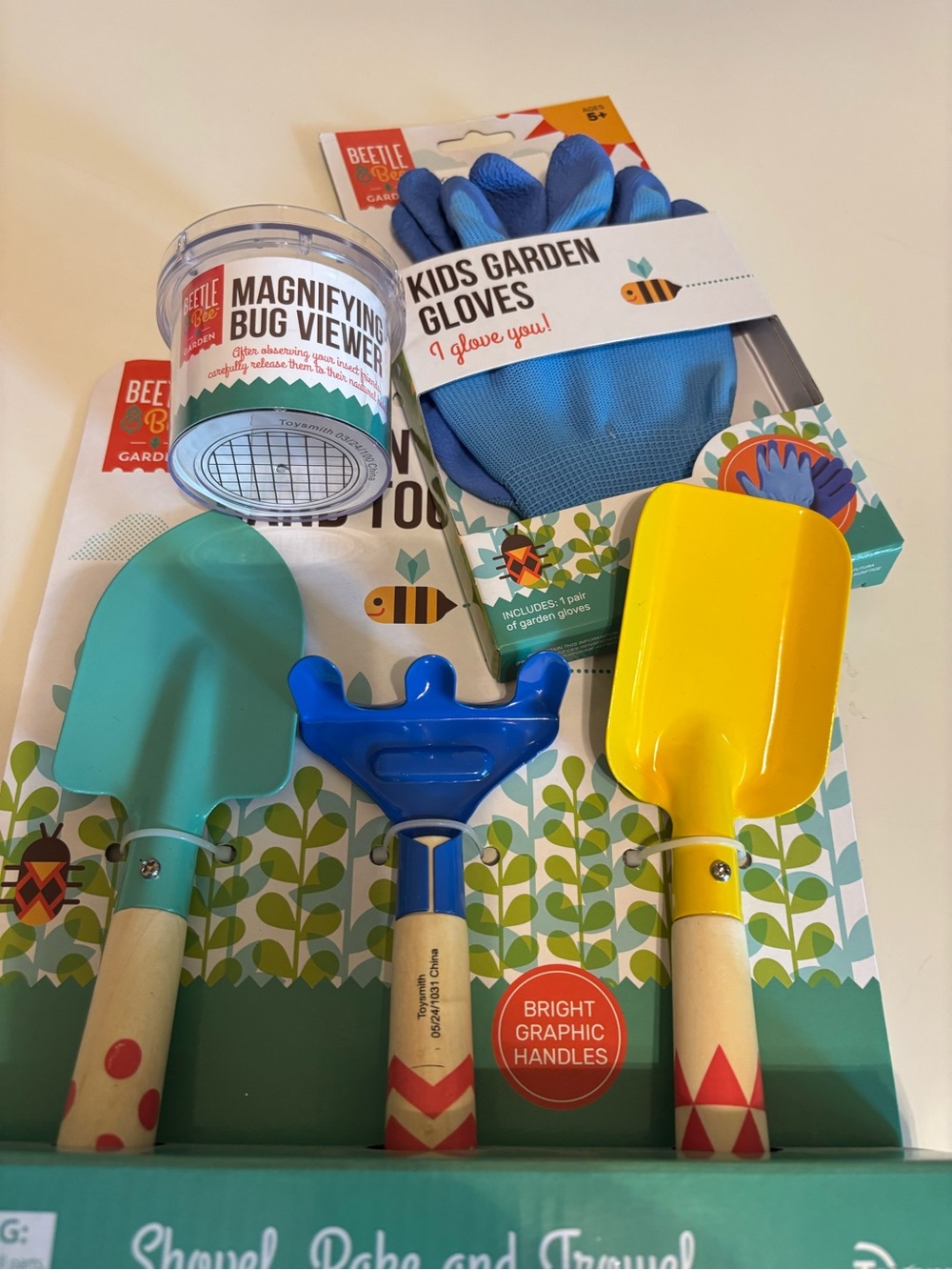 Kids Garden Hand Tools - Bright Blue, Yellow & Teal Set